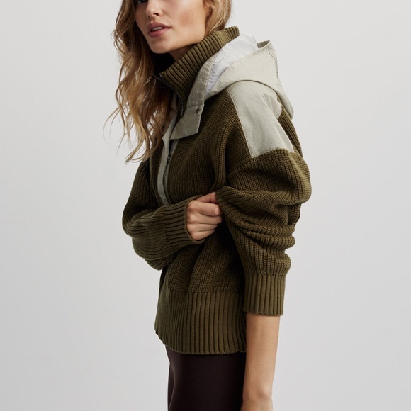 VARLEY Dark Olive Mix Carter Half Zip Pullover - Size Small - Picture 4 of 8